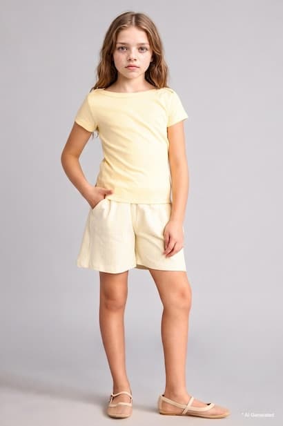 Girl 100% Cotton Elastic Waist Shorts