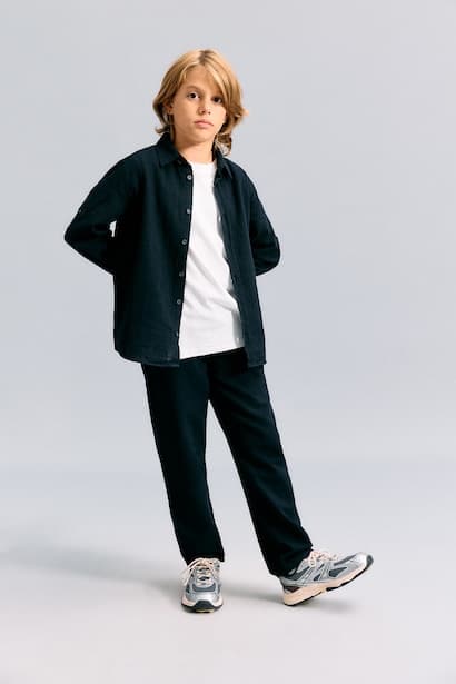 Boy Classic Straight Leg Fabric Trousers