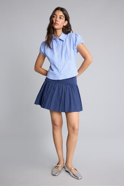 Regular Waist Poplin Mini Skirt
