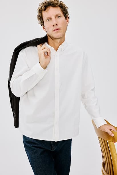Relax Fit Button Collar Cotton Long Sleeve Shirt