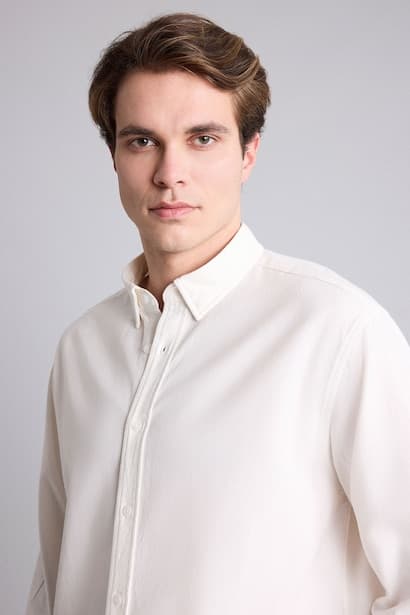 Relax Fit Button Collar Cotton Long Sleeve Shirt (3)