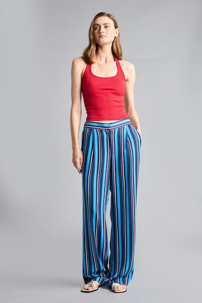 Wide Leg Normal Waist Straight Leg Belmando Trousers (3)