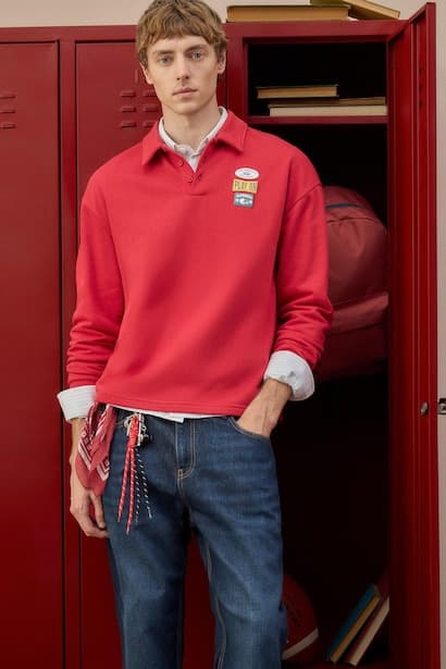 Boxy Fit Polo Neck Sweatshirt