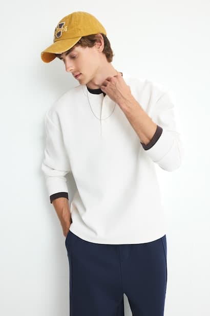 100% Cotton Boxy Fit Waffle Knit Sweatshirt (3)