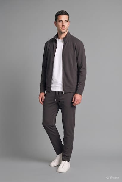 Regular Fit Cotton with Pockets High Neck Zip-Up Cardigan