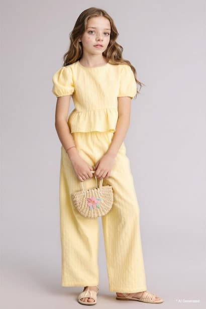 Girl Wide Leg Cotton Trousers