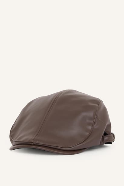 Man Faux Leather Cap Hat (٣)