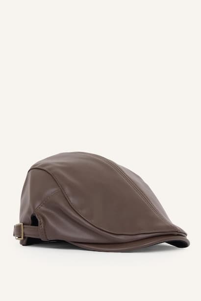 Man Faux Leather Cap Hat (٤)