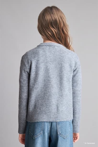 Girl Button-Up Basic Knit Cardigan (4)