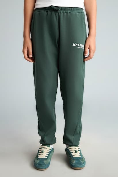 Oversize Fit Slogan Print Sweatpants Trousers (٣)