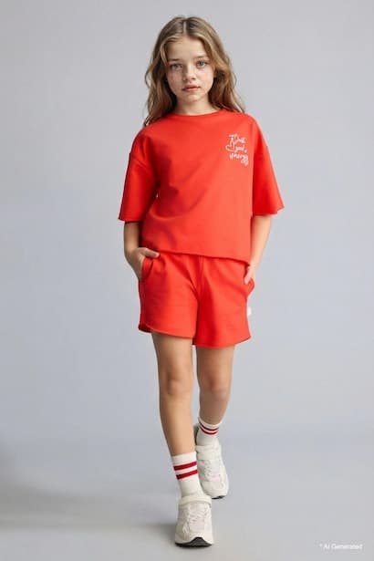 Girl 2 piece Regular Fit T-Shirt Shorts Set
