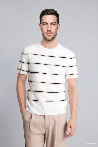 Standard Fit Crew Neck Short Sleeve T-Shirt (٣)