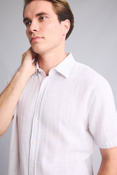 Regular Fit Polo Neck Striped Cotton Shirt (4)
