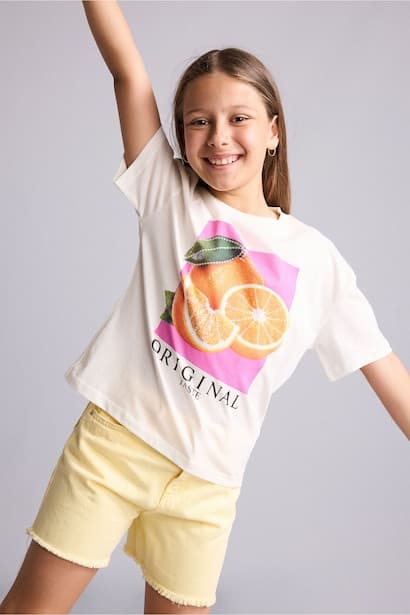 Girl Fruit Print Short Sleeve T-Shirt (٤)