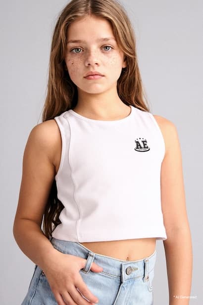 Girl Slogan Pique Tank Top Tank Top & Crop Top
