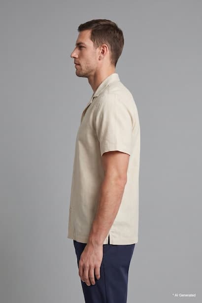 Regular Fit Cotton Beige Shirt (٣)
