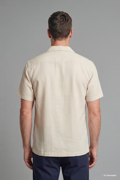 Regular Fit Cotton Beige Shirt (٤)