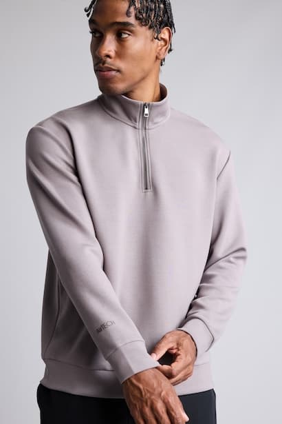 Standard Fit Ultra Soft Basic Modal High Neck Half-Zip Sweatshirt