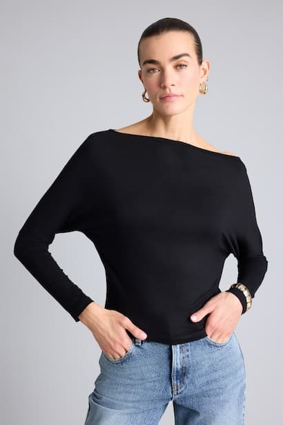 Slim Fit Boat Collar Long Sleeve T-Shirt (٣)