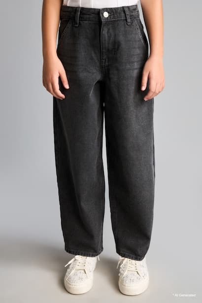 Girl 100% Cotton Baggy Fit Jeans (٣)