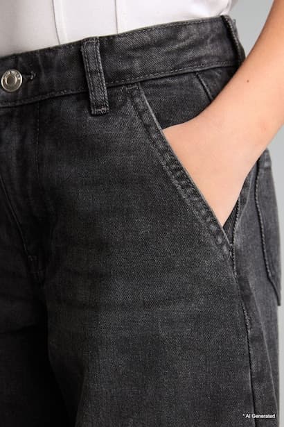 Girl 100% Cotton Baggy Fit Jeans (٤)