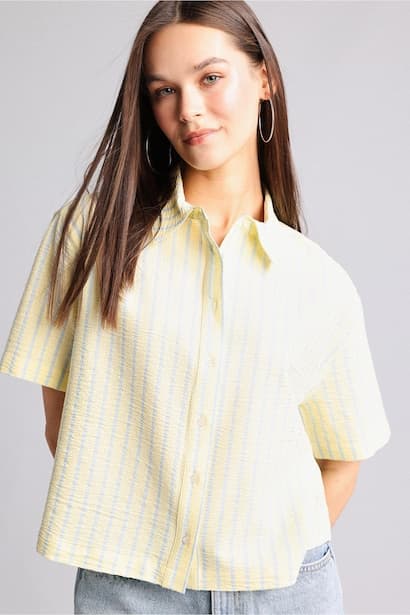 Boxy Fit Shirt Collar Short Sleeve Shirt (٤)