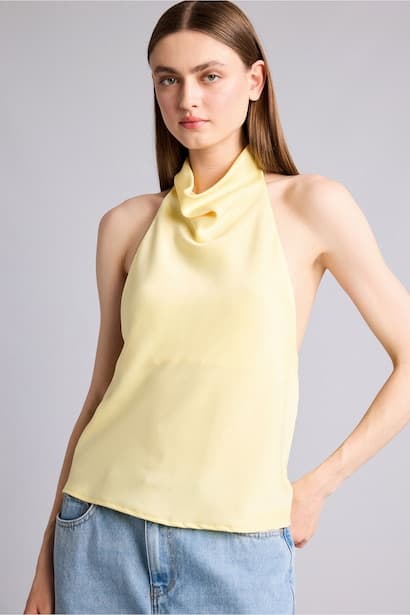 Regular Fit Degaje Neck Sleeveless Blouse