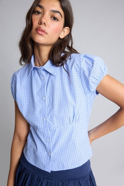 Slim Fit Checked 100% Cotton Short Sleeve Shirt