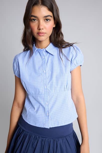 Slim Fit Checked 100% Cotton Short Sleeve Shirt (4)