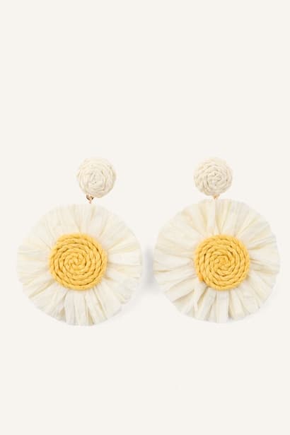 Woman Straw Look Daisy Shaped Dangle Earrings Jewellery