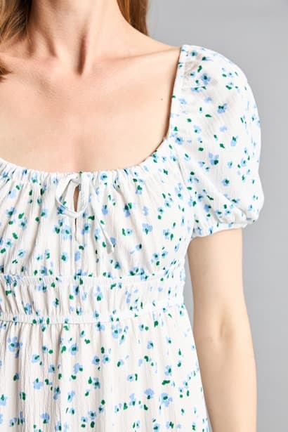 Square Collar Printed Midi Dress (4)