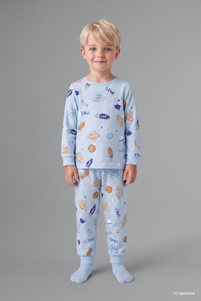 Baby Boy Top and Elastic Waist Bottom 2 Piece Pyjama Set Homewear