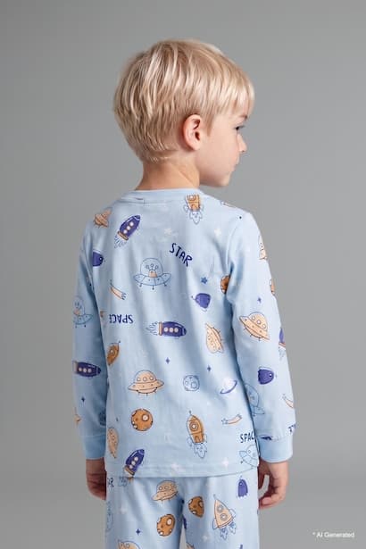 Baby Boy Top and Elastic Waist Bottom 2 Piece Pyjama Set Homewear (٤)