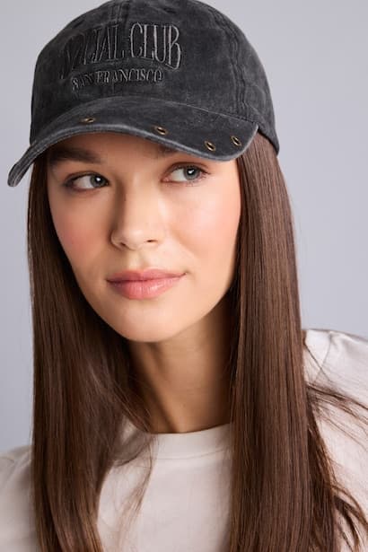 Woman Black Denim Cap Hat