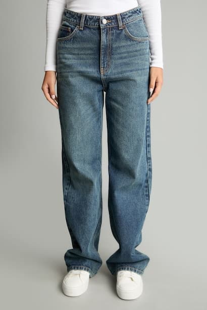 90's Wide Leg High Waist Jeans (٣)