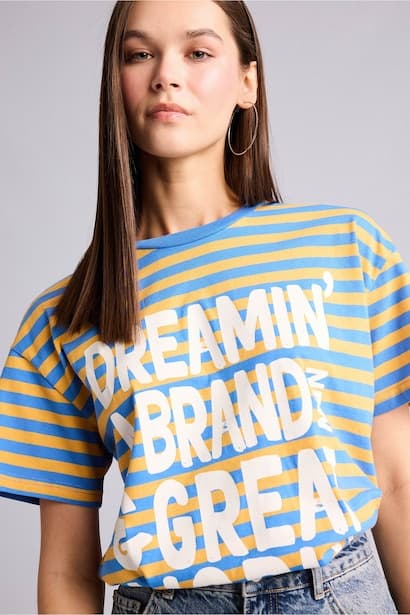 Oversize Fit Crew Neck Printed Short Sleeve T-Shirt