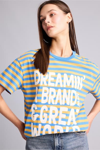 Oversize Fit Crew Neck Printed Short Sleeve T-Shirt (٣)