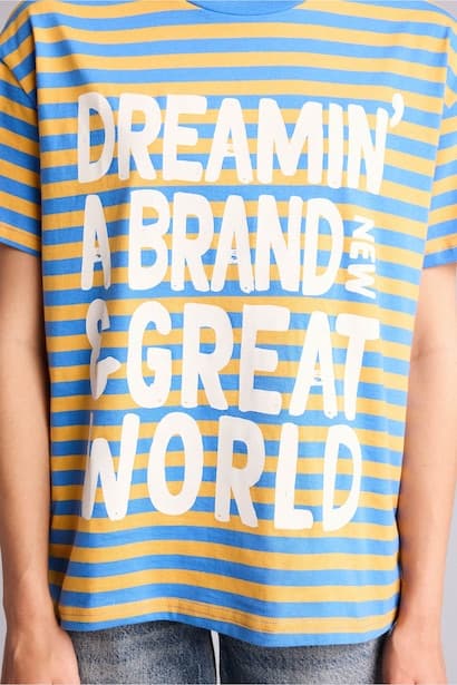 Oversize Fit Crew Neck Printed Short Sleeve T-Shirt (٤)