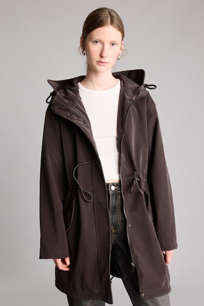 Regular Fit Faux Leather Raincoat