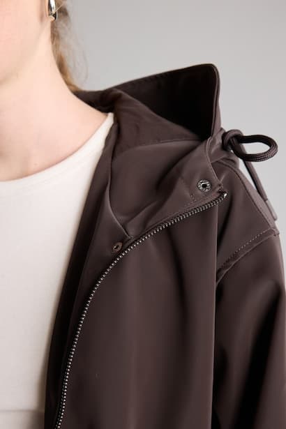 Regular Fit Faux Leather Raincoat (4)
