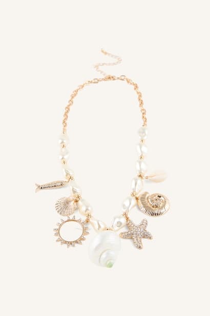 Woman Sea-Themed Metal Necklace