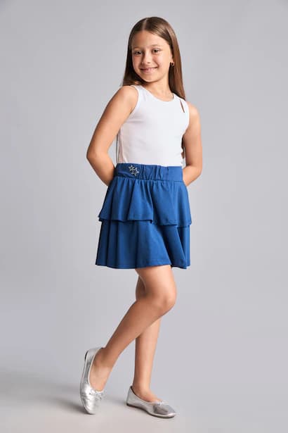 Girl Ruffled Indigo Mini Skirt