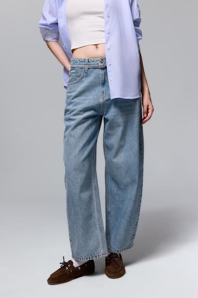 100% Cotton Barrel Fit High Waist Jeans (3)