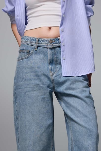 100% Cotton Barrel Fit High Waist Jeans (4)