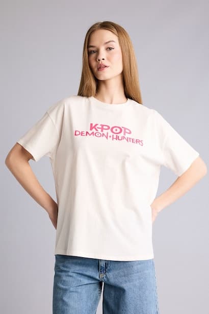 Kpop - Demon Hunters Oversize Crew Neck Printed T-Shirt (3)