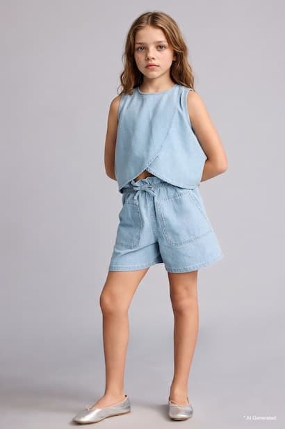 Girl Girl Denim Shorts (٢)