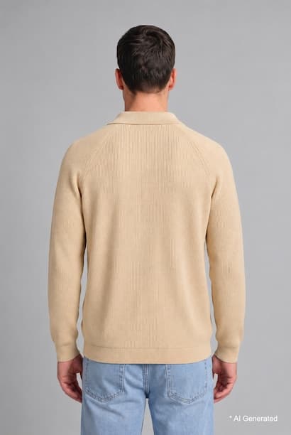 Standard Fit Long Sleeve Polo Collar Knit Pullover with Half-Zip (3)