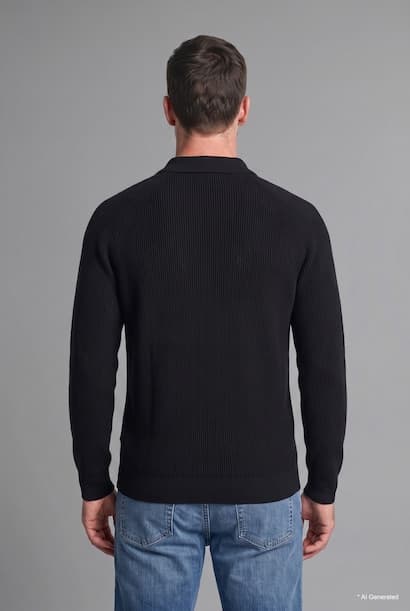 Standard Fit Long Sleeve Polo Collar Knit Pullover with Half-Zip (4)