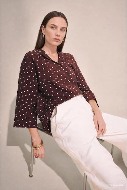 Relax Fit Crew Neck Printed Long Sleeve Shirt