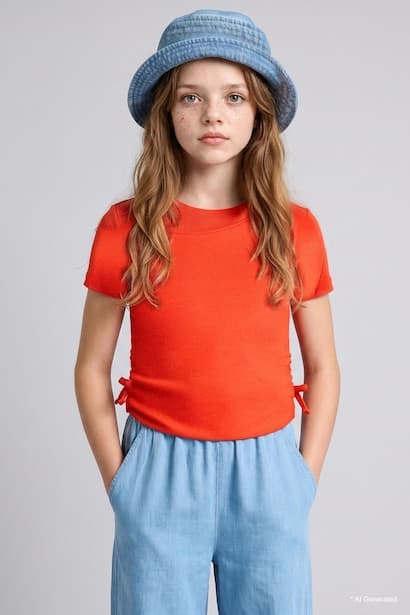 Girl Short Sleeve Red T-Shirt